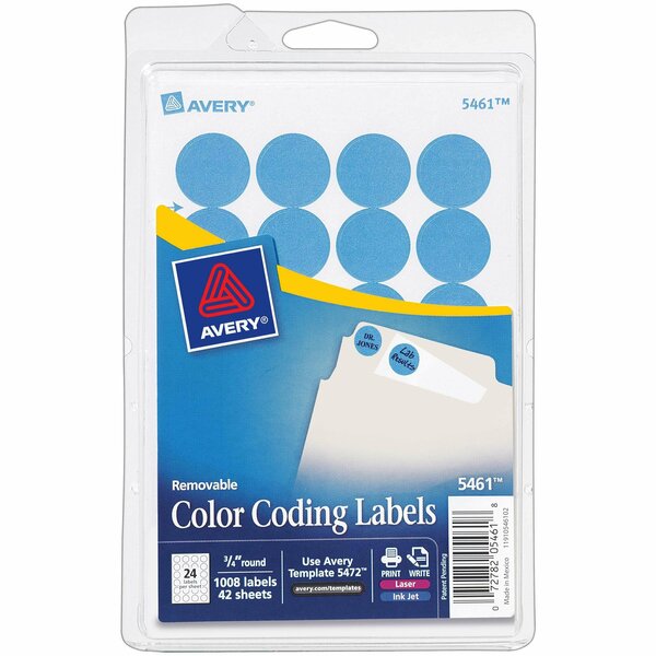 Avery Dennison Label, Round, 3/4 InchDia, Ltbe AV546-1